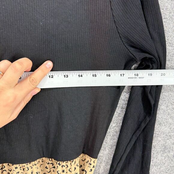 Zattcas Dress Women M Medium Black Animal Print Sheath Midi Belted Rayon Casual - Picture 3 of 7